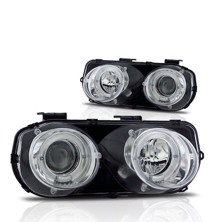 Winjet Halo Projector Head Lights - Chrome / Clear CHWJ-0216-C